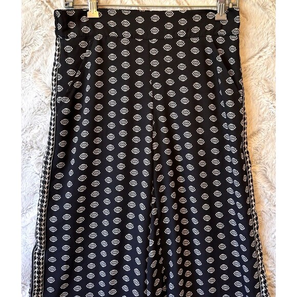 Max Studio Pants Womens Small Black White Patterned Wide Leg Boho Comfort - Picture 3 of 10
